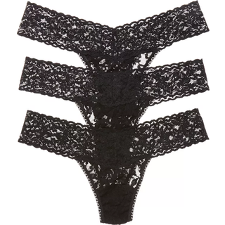 Hanky Panky 3-pak Low Rise Lace Thong - Black - One Size