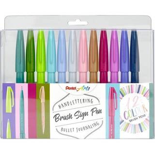 Pentel SES15C-12 Brush Sign fiberpen sæt