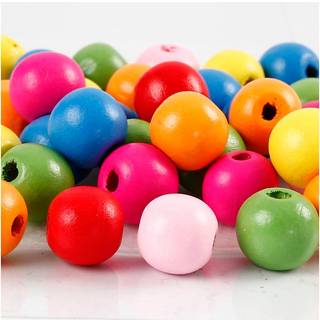 Assorterede Træperler 12 mm - 500g til Smykkefremstilling