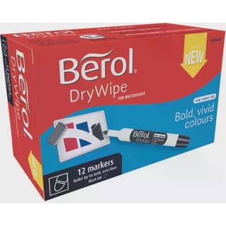 DryWipe Marker Bullet Black Tuck 12stk, BEROL 1984866