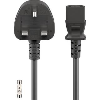 Goobay UK koldt apparatkabel, 1,5 m, sort Britisk 3-polet stik (type G, BS 1363) > apparatudtag C13 (IEC-stik)