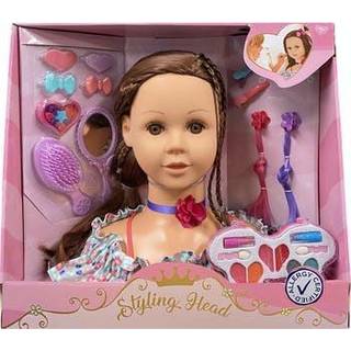 Sminke- og frisørhoved med AC kosmetik og hårpynt - brun