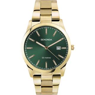 Sekonda Classic Quartz Green Dial Gold Coloured Stainless Steel Men's Watch 1996