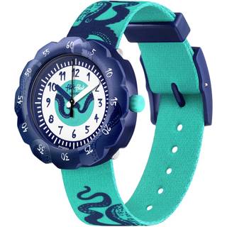 Flik Flak Rocktopus Quartz White Dial Green PET Recycled Strap Kids Watch FPSP054