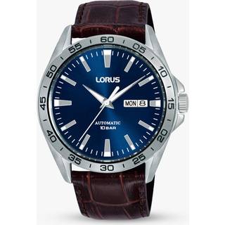 Lorus Automatic Brown Leather Strap Dark Blue Sunray Dial Men's Watch RL487AX9