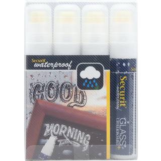 Securit kridt marker vandfast 7-15mm hvid, sæt a 4 stk