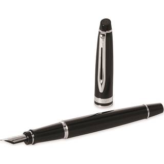 Waterman ekspert fyldepen | Glans sort med krom trim | Mellem Nib | Gaveæske