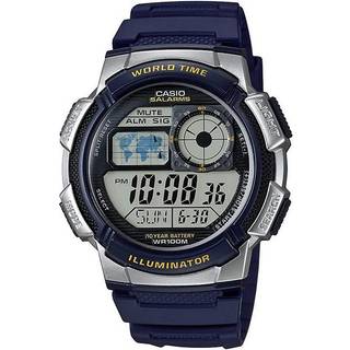 Casio Herre Illuminator World Time Ur - 5 Alarmer & 10 Års Batteri Sort Grå (Ø 40 mm/Ø 43 mm)