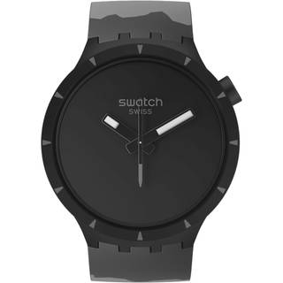 Swatch Big Bold Bioceramic Basalt Quartz Black Dial Black Silicone Strap Unisex Watch SB03B110