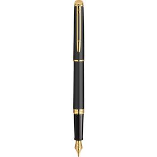 Waterman Hémisphère fyldepen | Mat sort med 23k guldkant | Fin Nib | Blåt blæk | Gaveæske