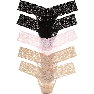 Hanky Panky 5-pak Signature Lace Low Rise Thong - Black/Pink - One Size