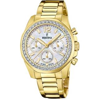 Festina - Rainbow Dameur i gulddublé m. hvid skive og farvede sten**