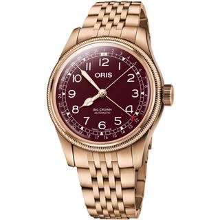 ORIS Big Crown Pointer Date Bronze, rød skive med lænke -40 mm