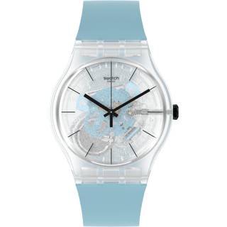 Swatch New Gent Blue Daze Quartz Transparnet Dial Blue Strap Unisex Watch SO29K105