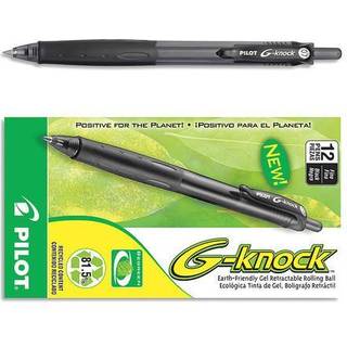Pilot G-KNOCK BEGREEN REFILLABLE & RETTACTABLE GEL INK PENS Fine Point Black Ink 12-Pack (31506)