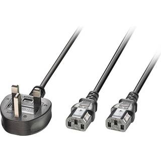 LINDY 2.5M Uk 3 Pin Plug To 2X C13