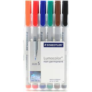 Staedtler Lumograph ikke-permanent v?d slet mark?r pen ekstra fin spids Lav lugtfarvede mark?rer 6-pakker forskellige farver 311-wp6