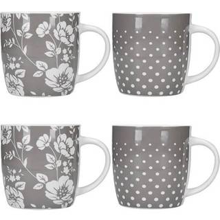 Kitchencraft Kitchencraft'sæt med 4 Blomster polkaprikkede keramikkrus