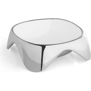 Nambe Pet Bowl Medium | Firkantet emaljeret hundemadsk?l med nonslip greb | 6x 2.5 | Vandfodringssk?l lavet med metallegering | Designet af Karim