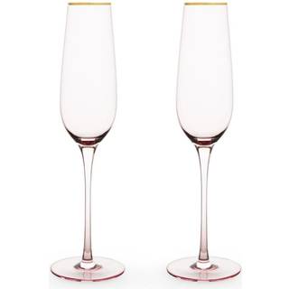 Twine Rose Champagne fløjter guldrimmet lyserød tonet krystal vinglas sæt stammet mousserende vinglas sæt på 2 8 ounces