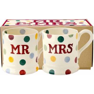 Emma Bridgewater Emma Bridgewater Set of 2 Cream Polka Dot Mr & Mrs 1/2 Pint Mugs Boxed