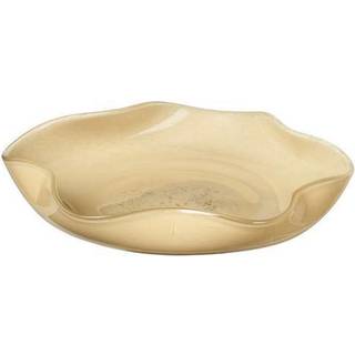 Broste Copenhagen Esther Dekorativ Skål 30 Cm - Serveringsskåle Mundblæst Glas Anise Flower Yellow - 14485031