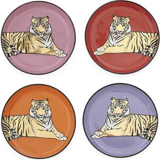 Porcelænsskåner Safari med guld, sæt á 4
