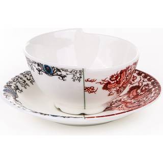 Seletti Tea and Coffee - 'Hybrid Zora' teacup with saucer in MULTICOLOR Bone China Porcelain