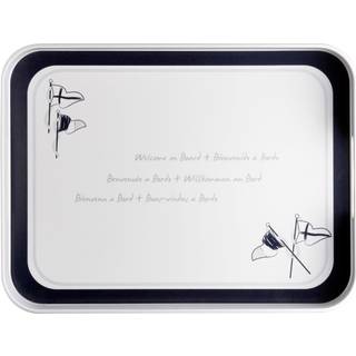 Serveringsbakke i melamin Marine Business Welcome On Board, non-slip, hvid/blå, 30 x 40 cm