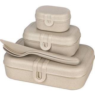 Koziol Pascal Ready Set 3x madkasse og bestik Nature desert sand