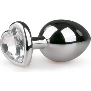 Easytoys Metal No.7 - hjerteformet anal plug med hvid sten - sølv