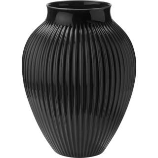 Knabstrup Vase med riller 35 cm sort