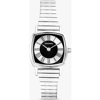 Sekonda Quartz Black Dial Stainless Steel Expander Bracelet Ladies Watch 40359