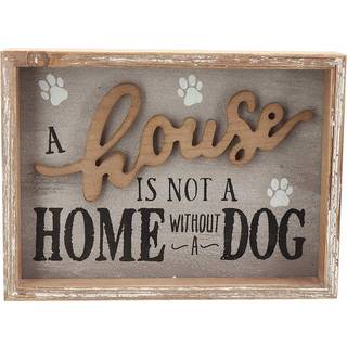 Parisloft Et hus er ikke et hjem uden en hund Wood Dog Signs for Dog LoversRustic Wood Pet Sign Plaque 9.5x1.5x7 ''