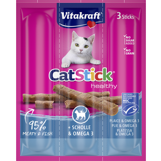 Vitakraft Cat Stick, rødspætte og omega-3 - 1 stk.