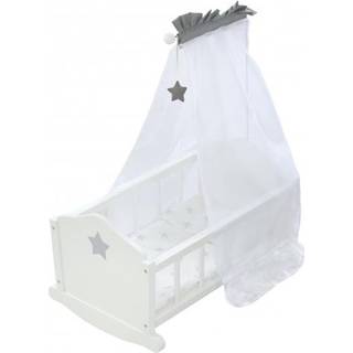 Roba Dukke Vugge St: Stella - Star Grey & White - Inkluderer hngende mobilt pudetppe og baldakin til brn, som foregiver leg i alderen 3+
