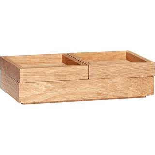 Hübsch opbevaringsboks til hæfteklammer, egetræsfarvet, 24 x 12 x 6 cm