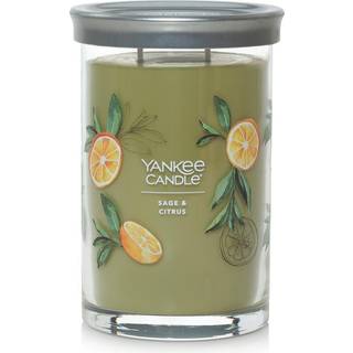 Yankee Candle Sage & Citrus Duftende signatur 20 oz Stor tumbler 2-wick stearinlys langvarig og ren forbr?nding over 60 timers forbr?ndingstid