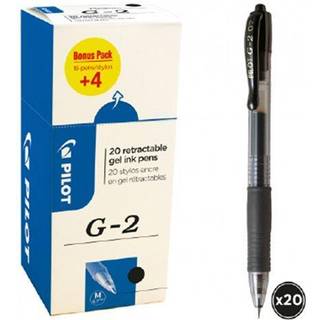 Pilot G-2 516460 Kuglepen 0,7 mm, 20-pak sort