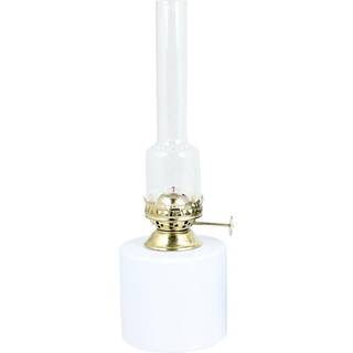 Petroleumslampe / olielampe Strömshaga Rak Lille, frostet glas, brænder i nikkel, Ø80 mm x 250 mm