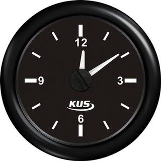 Ur til instrumentpanel KUS, dugfri, Ø52 mm, 12 V / 24 V, sort