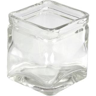 Firkantede lysglas - Sæt med 12 stk. i klart glas