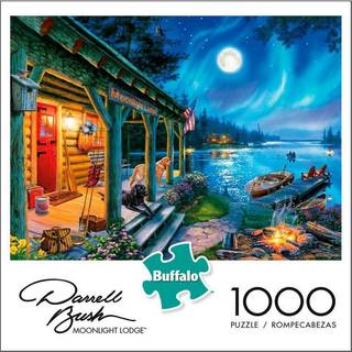 Buffalo Games - Darrell Bush - Moonlight Lodge - 1000 Piece Jigsaw Puzzle Blue
