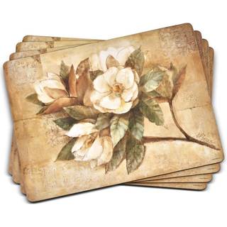 Pimpernel Sugar Magnolia Collection Placemats | S?t af 4 | Varmebestandige m?tter | Cork-st?ttet bestyrelse | H?rdt placemat s?t til spisebord |