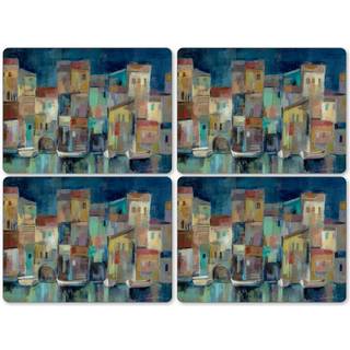 Pimpernel Evening Port Collection Placemats | S?t af 4 | Varmebestandige m?tter | Cork-st?ttet bestyrelse | H?rdt placemat s?t til spisebord | M?