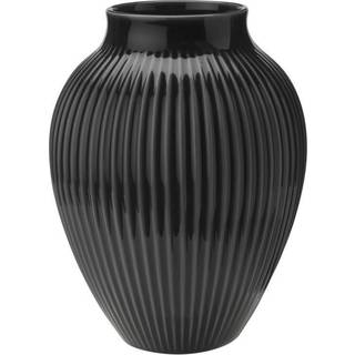 , vase, riller sort, 20 cm