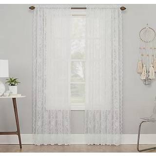 Nr. 918 Ariella Floral Blonder Rod Pocket Curtain Panel 58 """" X 84 """" Hvid