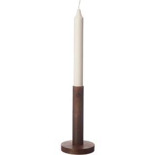 Lysestage i træ mørkebrun, 15 cm