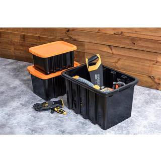 Opbevaringskasse Nordiska Plast StrongBox, sort, 390 x 292 x 200 mm, 15 liter