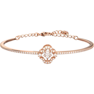 Swarovski Sparkling Dance Armreif, Glücksklee, Weiß, Roségold-Legierungsschicht